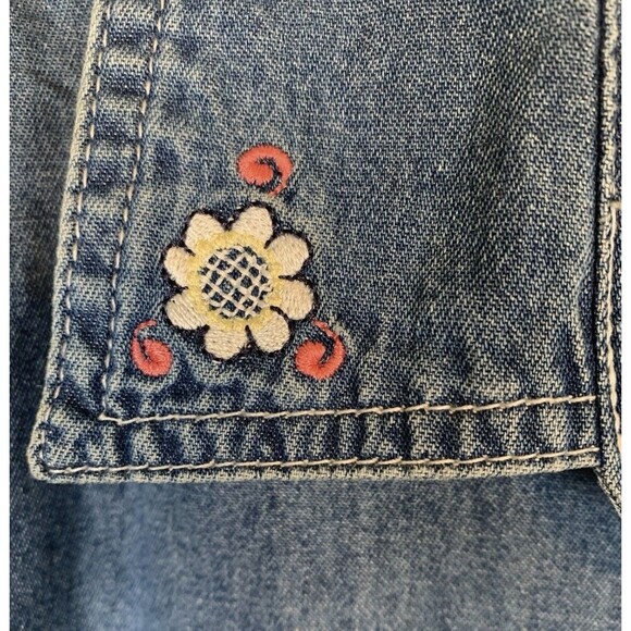 Warner Bro Looney-Tunes 1998 Chambray Embroidered Denim Button Up Shirt 26W/28W - Picture 5 of 9